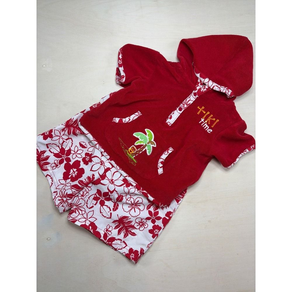 Mayfair Company Baby Boys24M Tiki Time Terry Cloth Hoodie and Swim Trunks Set
